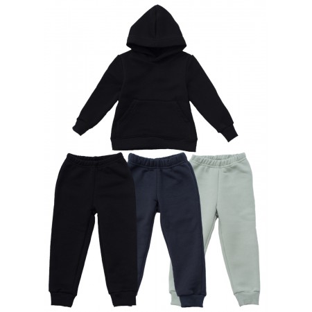 Комплект: Дитячі спортивні джогери 3 шт + худі Чорний/Оливковий/Джинс